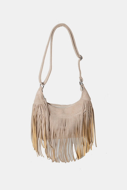 Suede Fringe Adjustable Strap Shoulder Bag - Handbag - FITGGINS