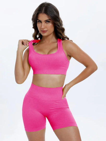 Scoop Neck Wide Strap Top and Shorts Active Set Fitggins