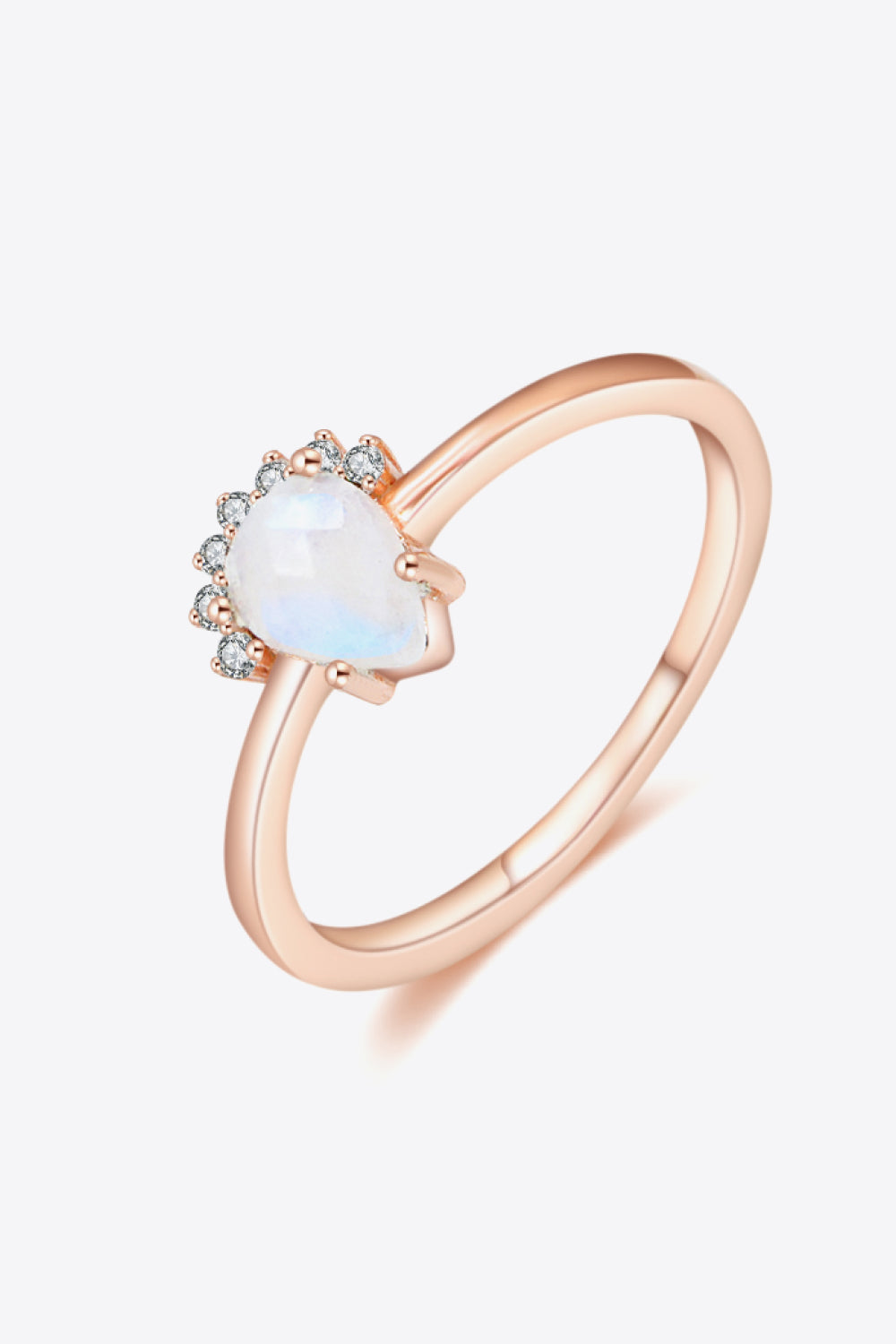 18K Rose Gold-Plated Pear Shape Natural Moonstone Ring - Rings - FITGGINS