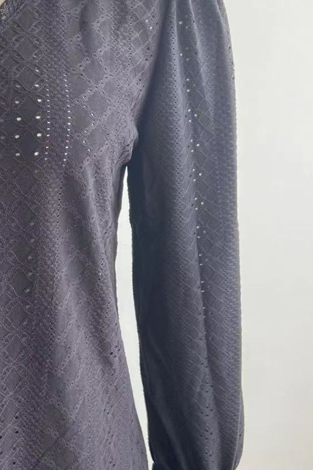 Eyelet V-Neck Flounce Sleeve Blouse Fitggins