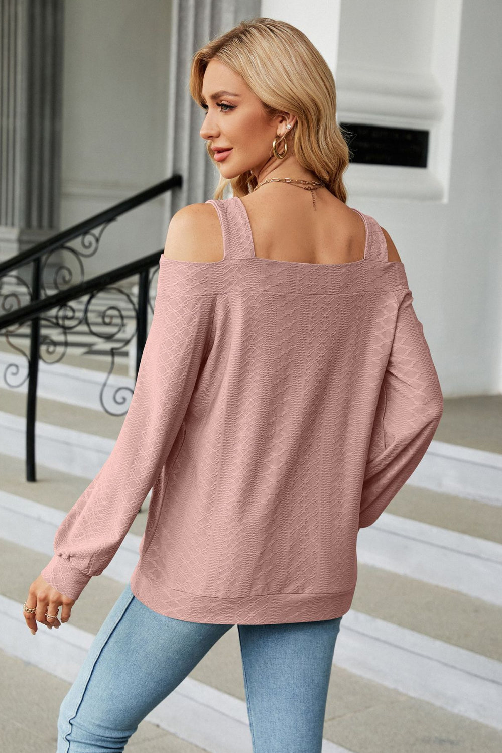 Cold Shoulder Square Neck Cutout Blouse Fitggins