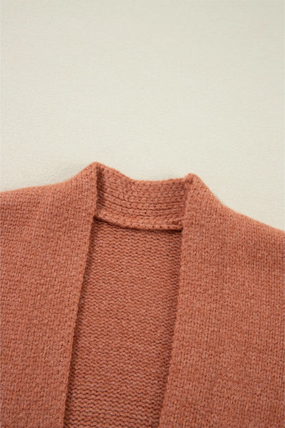 Slit Open Front Dropped Shoulder Cardigan Fitggins