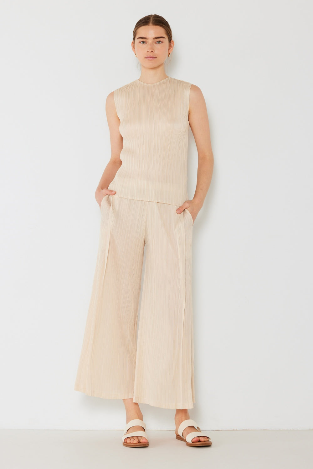 Marina West Swim Pleated Wide-Leg Pants with Side Pleat Detail - Pants - FITGGINS