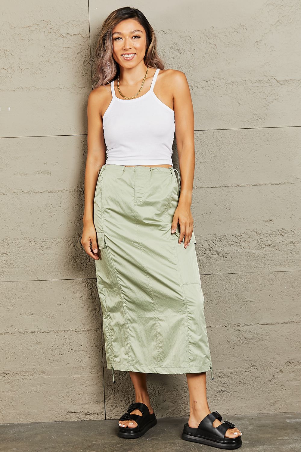 HYFVE Just In Time High Waisted Cargo Midi Skirt - Skirts - FITGGINS