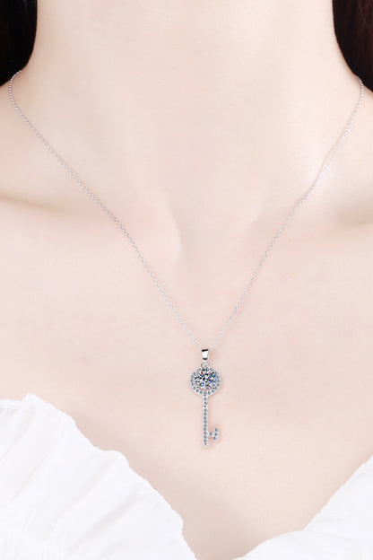 Adored Moissanite Key Pendant Necklace - Necklaces - FITGGINS