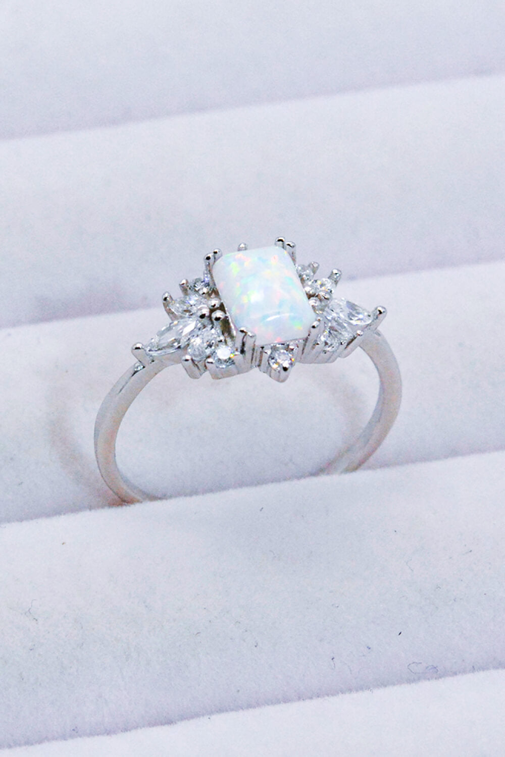 925 Sterling Silver Zircon and Opal Ring - Rings - FITGGINS