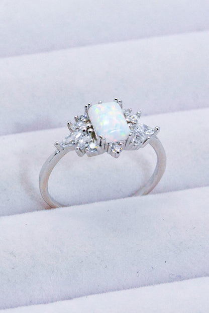 925 Sterling Silver Zircon and Opal Ring - Rings - FITGGINS