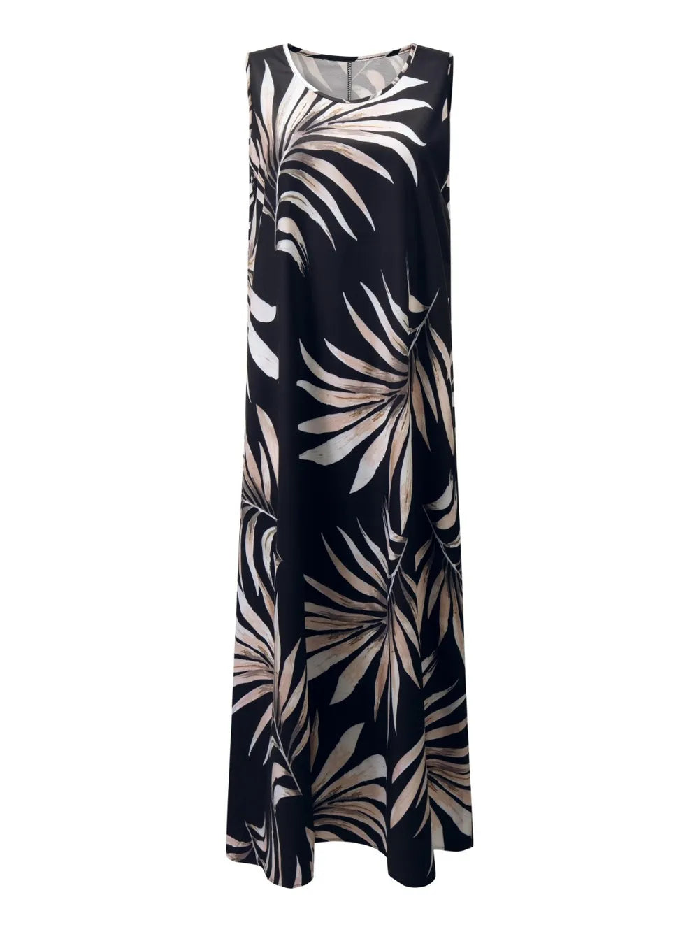 Printed Round Neck Mini Tank Dress Fitggins