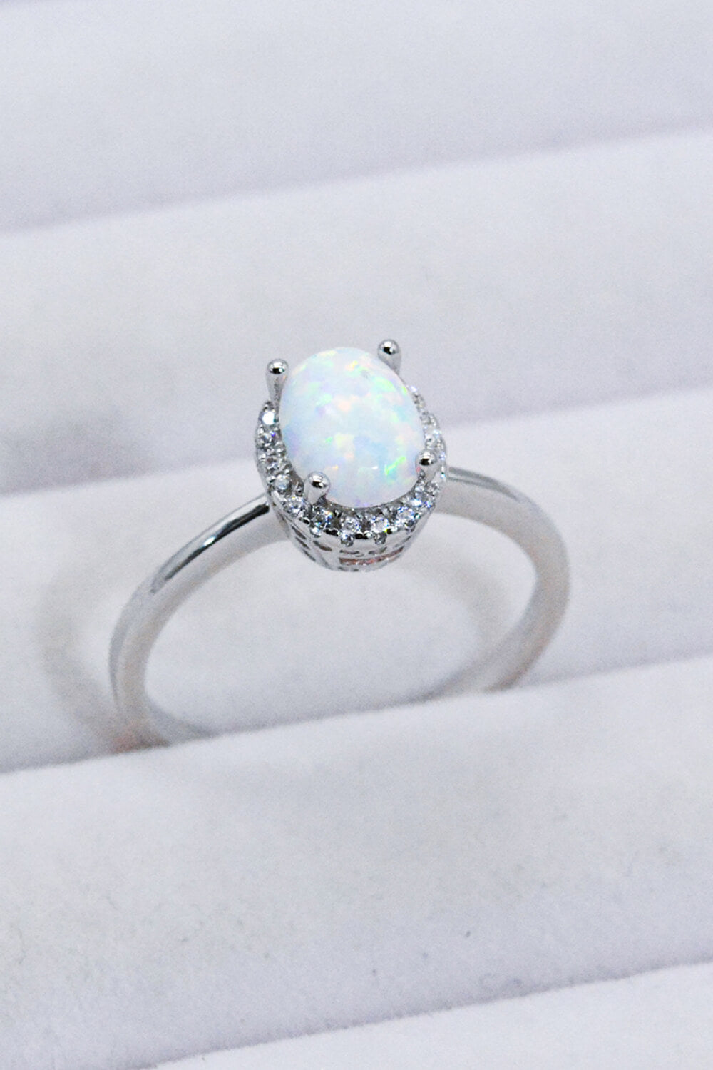 925 Sterling Silver 4-Prong Opal Ring - Rings - FITGGINS