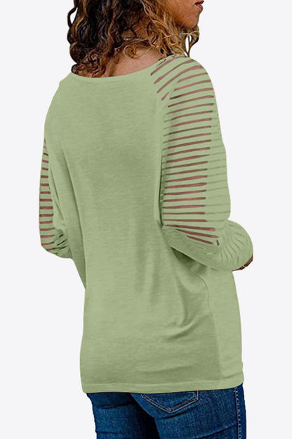 V-Neck Long Raglan Sleeve Top Fitggins