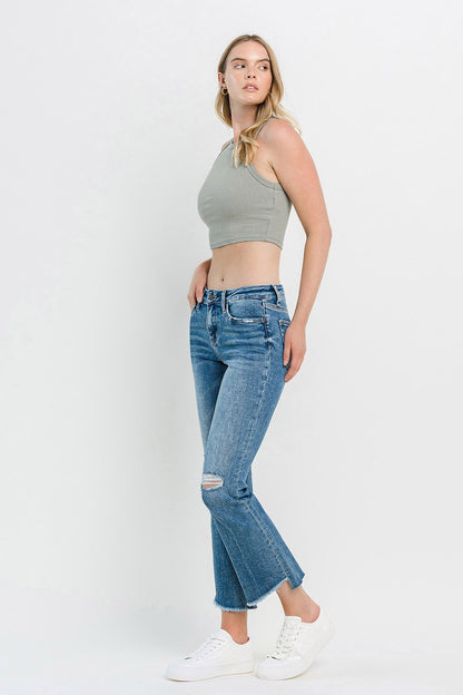 Vervet by Flying Monkey Full Size Mid Rise Distressed Cropped Flare Jeans - Jeans - FITGGINS