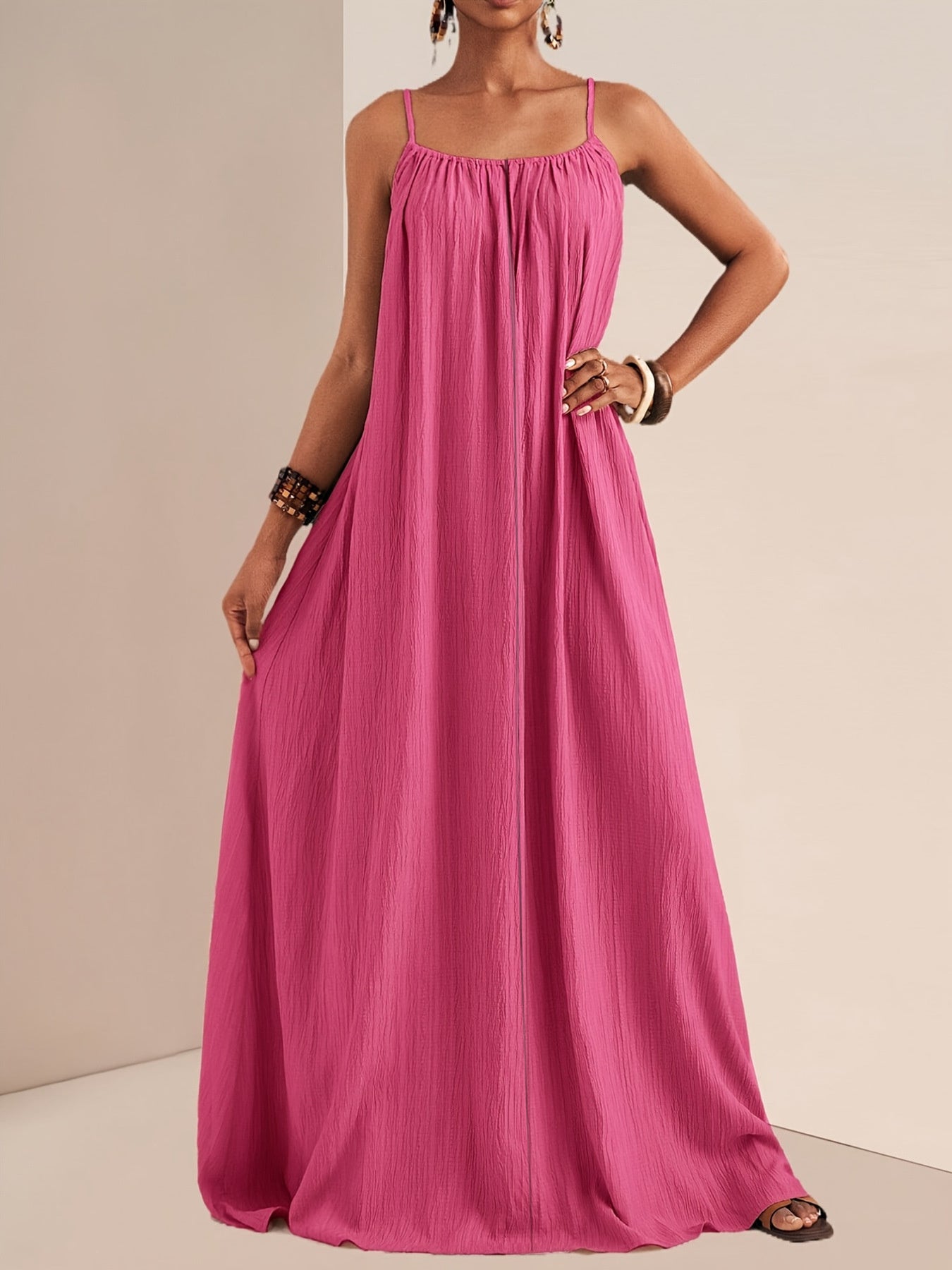 Spaghetti Strap Flowy Maxi Dress Fitggins