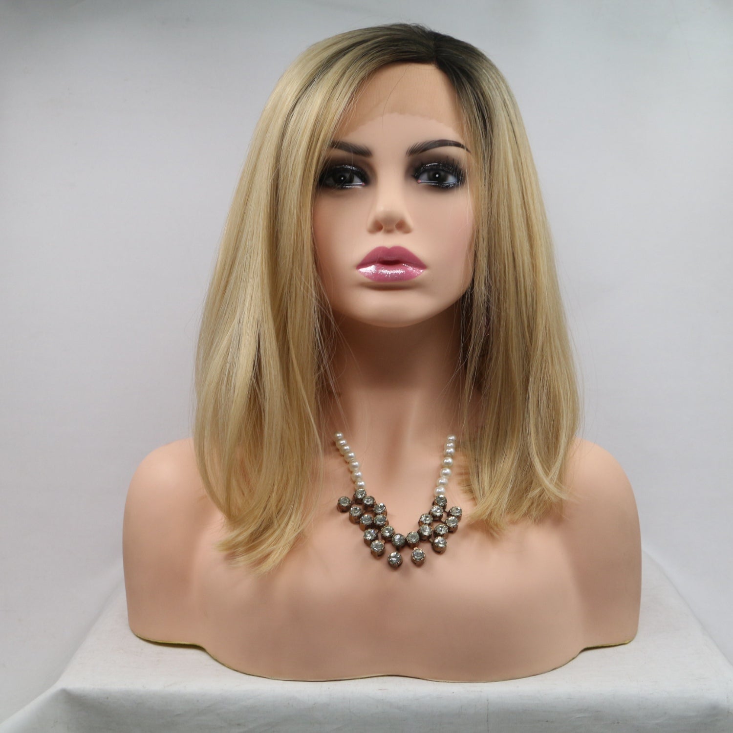 13*3" Lace Front Wigs Synthetic Mid-length Straight 12" 130% Density - Hair - FITGGINS