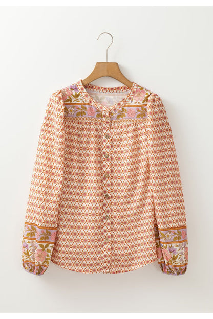 Stylish Printed Long Sleeve Button Down Shirt Fitggins