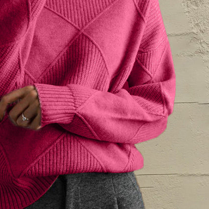 Geometric Turtleneck Long Sleeve Sweater Fitggins
