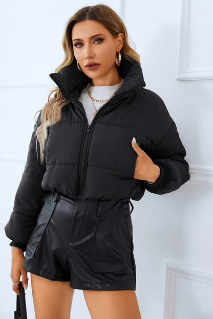 Zip-Up Winter Coat with Pockets - Jackets - FITGGINS