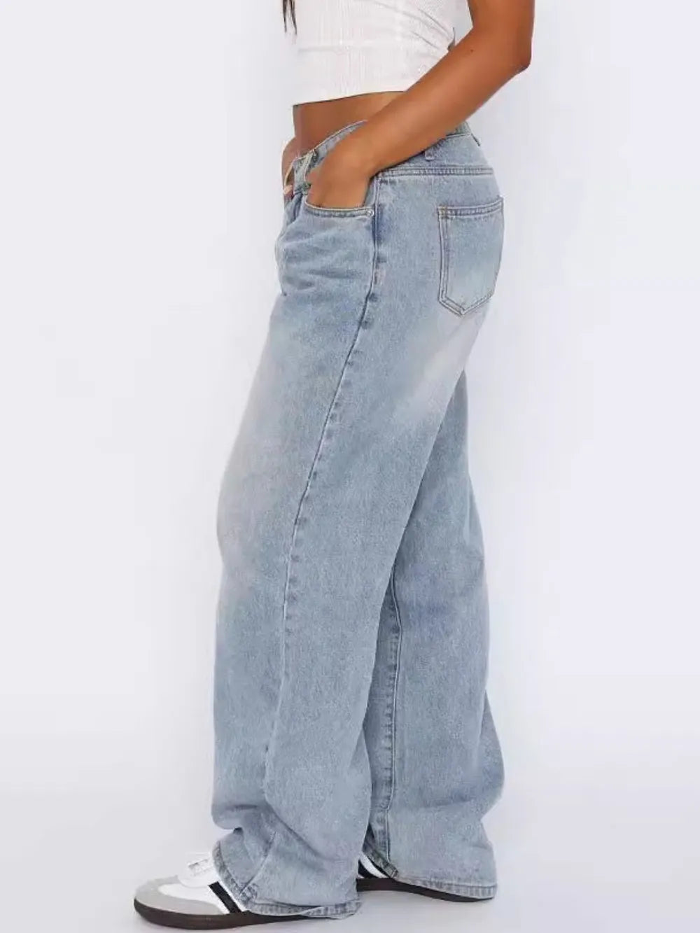 Wide Leg Jeans with Pockets Fitggins