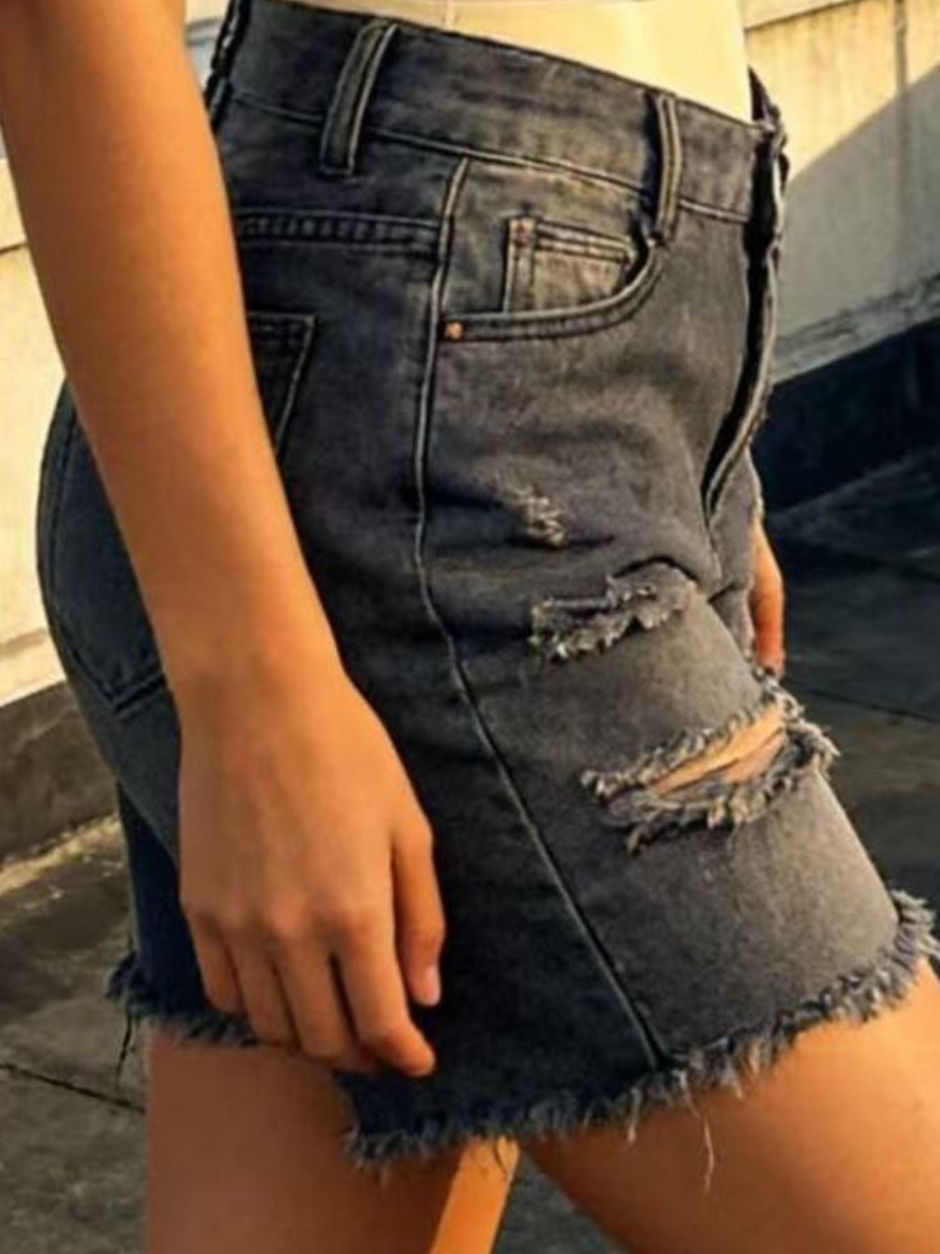Full Size Ripped Frayed Hem Denim Shorts Plus Size Fitggins