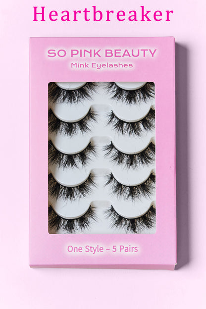 SO PINK BEAUTY Mink Eyelashes 5 Pairs - - FITGGINS