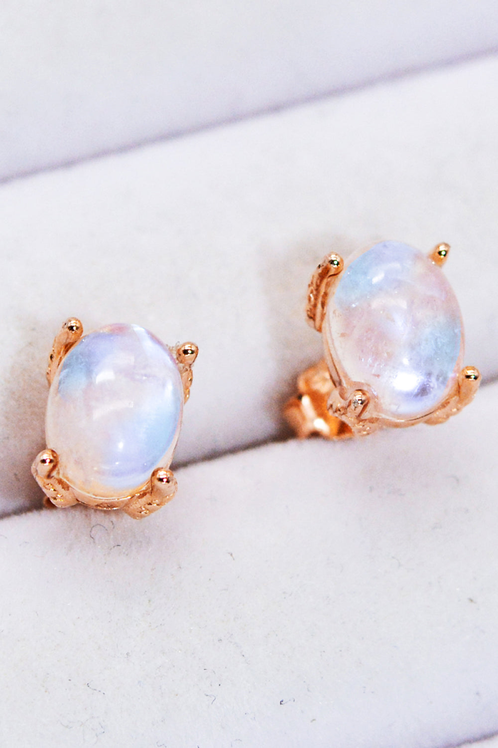 Natural Moonstone 4-Prong Stud Earrings - Earrings - FITGGINS