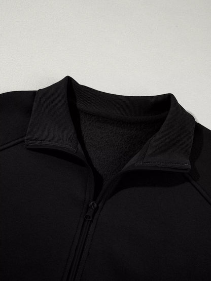 Drop Shoulder Zip Up Jacket and Drawstring Pants Active 2pcs Set Fitggins