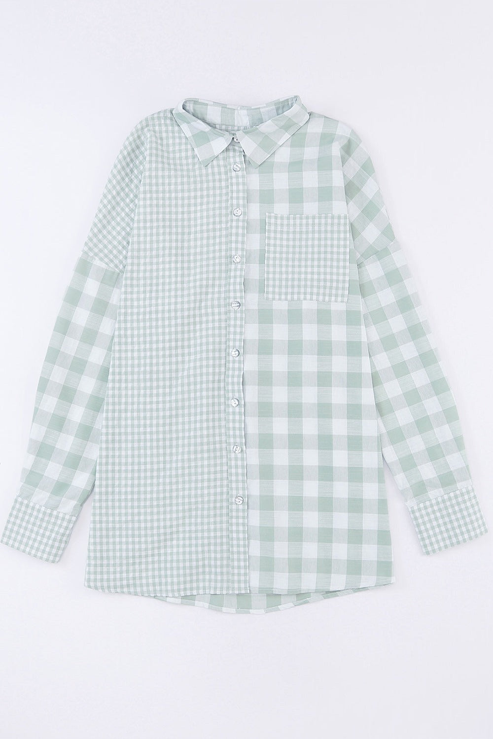 Pocketed Plaid Dropped Shoulder Shirt - Shirts - FITGGINS