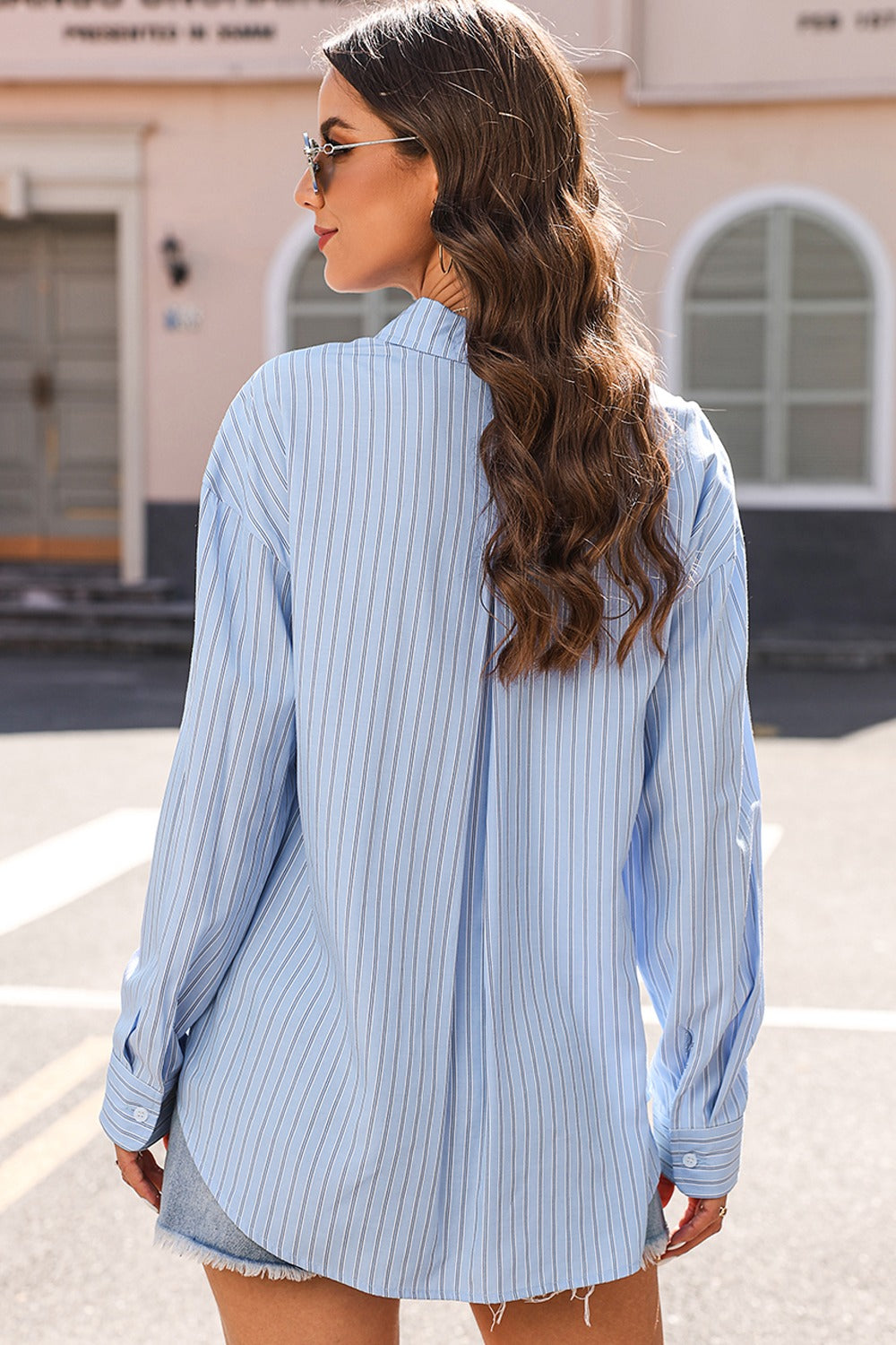 Striped Button Up Long Sleeve Shirt - Shirts - FITGGINS