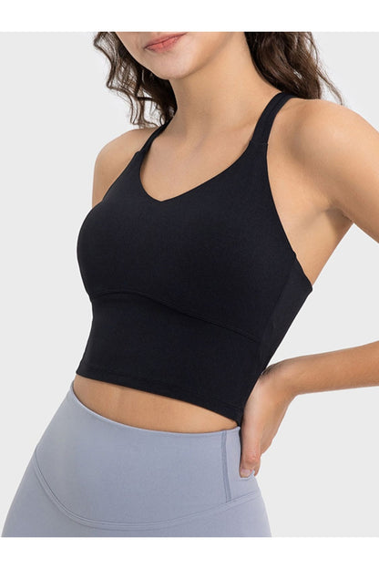 Millennia Crisscross Round Neck Active Tank - Crop Tops & Tank Tops - FITGGINS