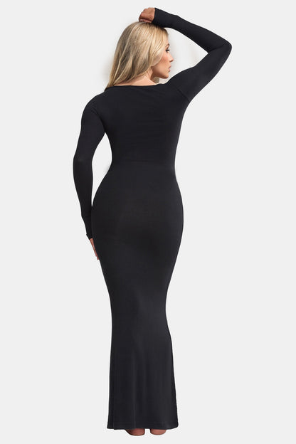 Basic Bae Built-In Shapewear Square Neck Long Sleeve Maxi Dress - Shapewear - FITGGINS