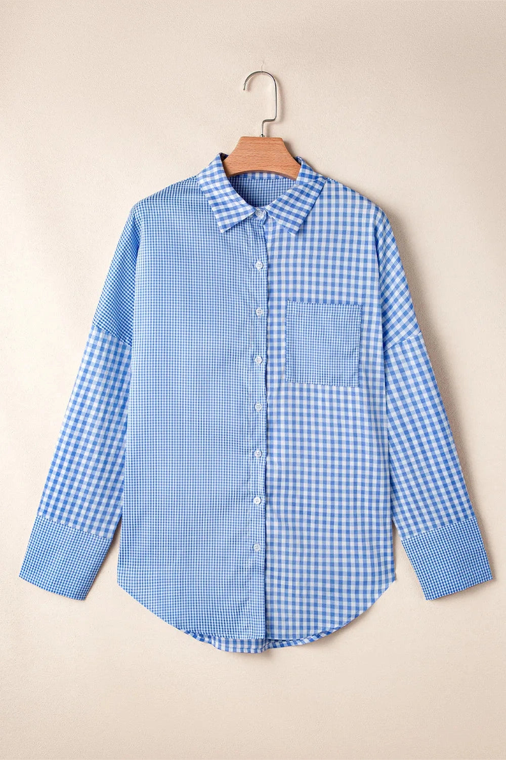 Pocketed Plaid Collared Neck Long Sleeve Shirt - Shirts - FITGGINS