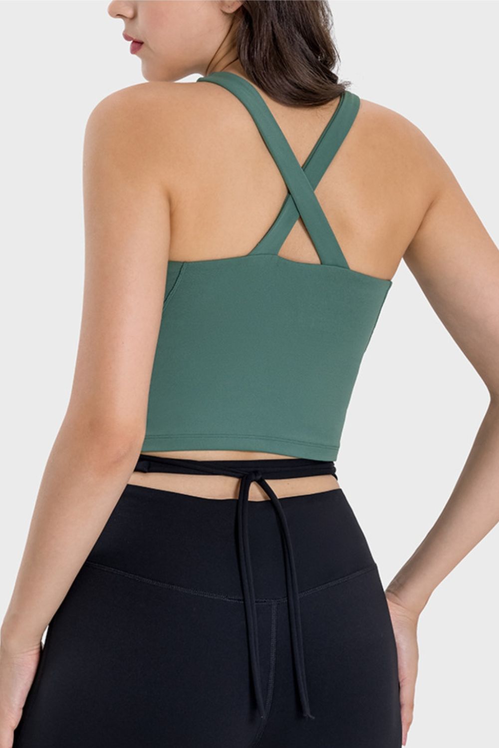 Millennia Crisscross Grecian Neck Active Cami - Crop Tops & Tank Tops - FITGGINS