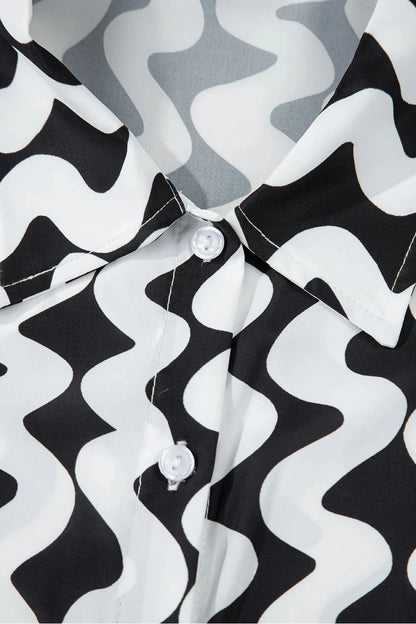 Trendy Button Down Contrast Striped Cover-Up Fitggins