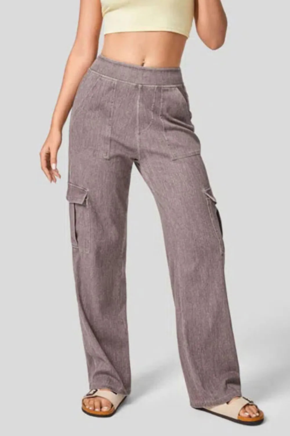 High Waist Straight Leg Cargo Jeans Fitggins
