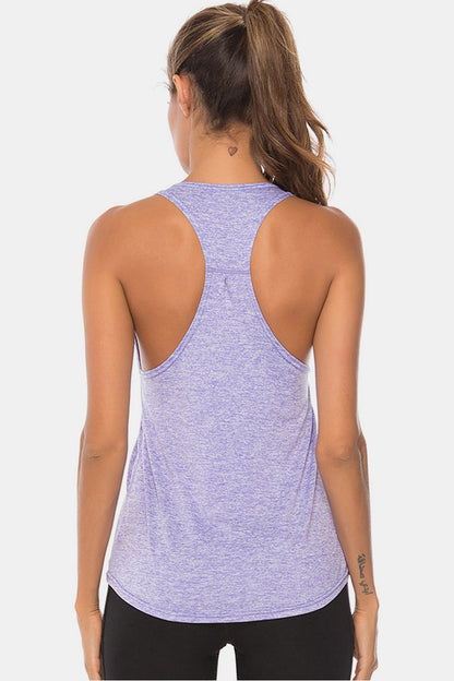 Full Size Scoop Neck Wide Strap Active Tank - Crop Tops & Tank Tops - FITGGINS