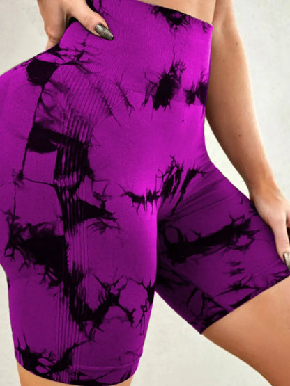 Tie-Dye High Waist Active Shorts Fitggins