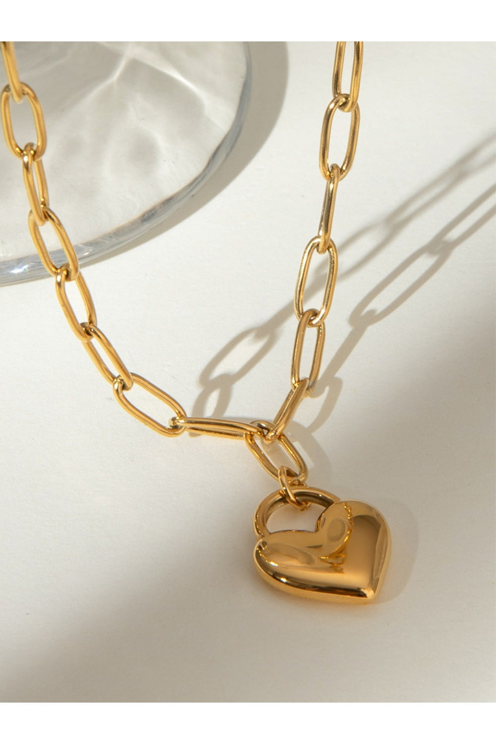 18K Gold-Plated Stainless Steel Heart Pendant Necklace - Necklaces - FITGGINS