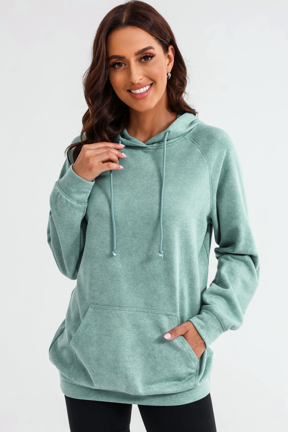 Long Sleeve Front Pocket Hoodie Sherbet Fitggins