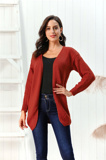 Open Front Long Sleeve Cardigan - Cardigans - FITGGINS