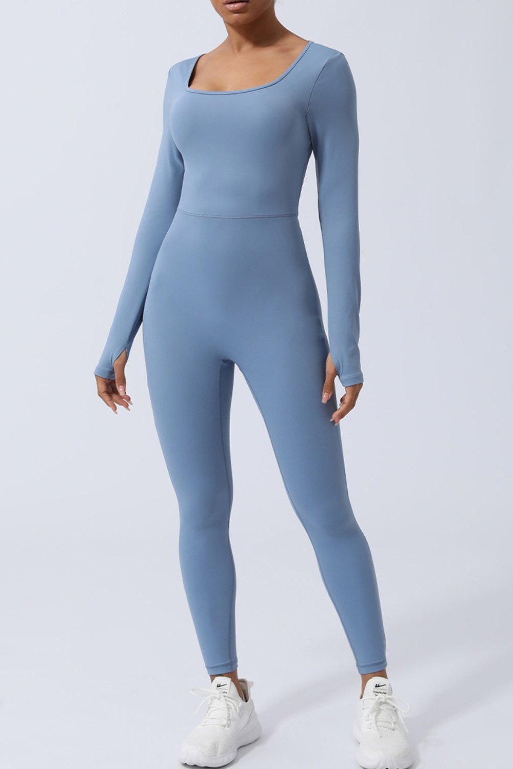 Twisted Backless Long Sleeve Jumpsuit - Active Set - FITGGINS