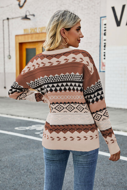 Round Neck Drop Shoulder Sweater Fitggins