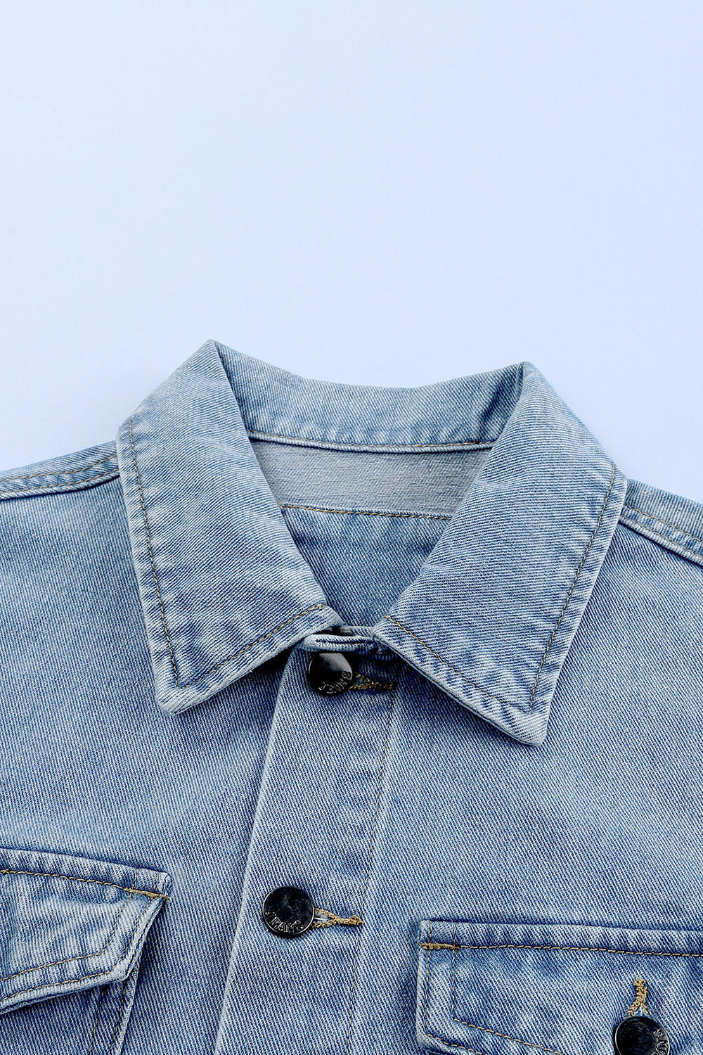 Button Down Collared Denim Jacket - Denim Jackets - FITGGINS