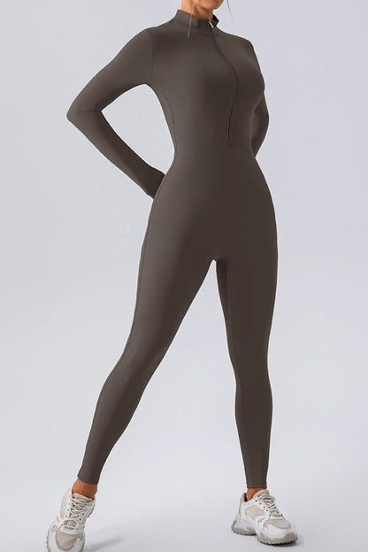 Half Zip Mock Neck Active Jumpsuit Fitggins