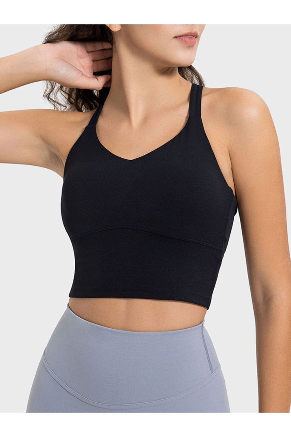 Millennia Crisscross Round Neck Active Tank - Crop Tops & Tank Tops - FITGGINS