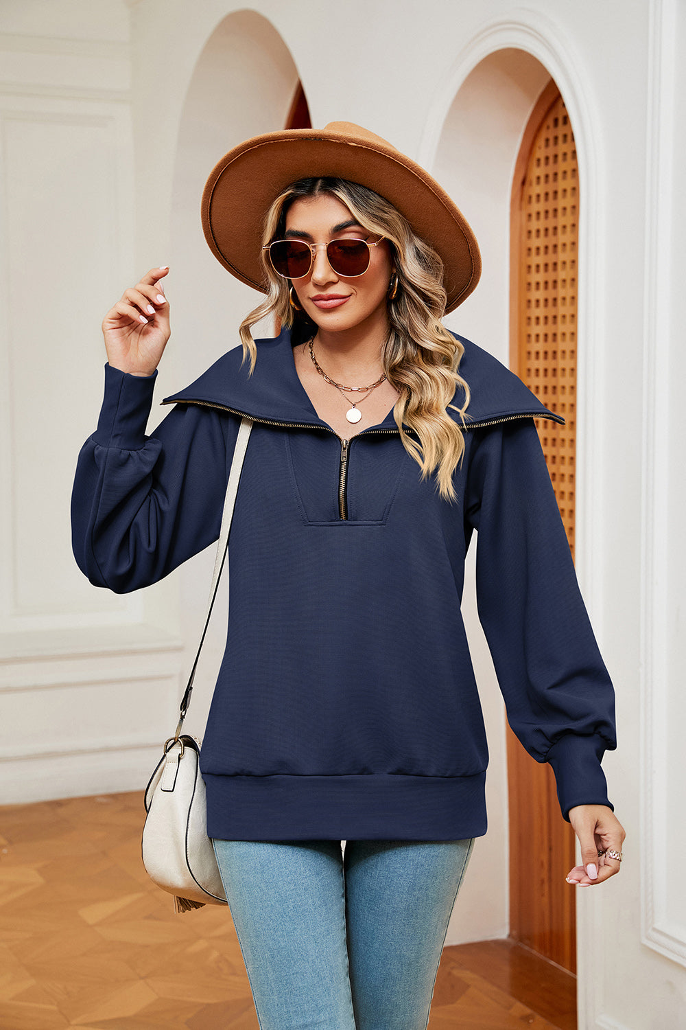 Half-Zip Collared Sweatshirt Fitggins