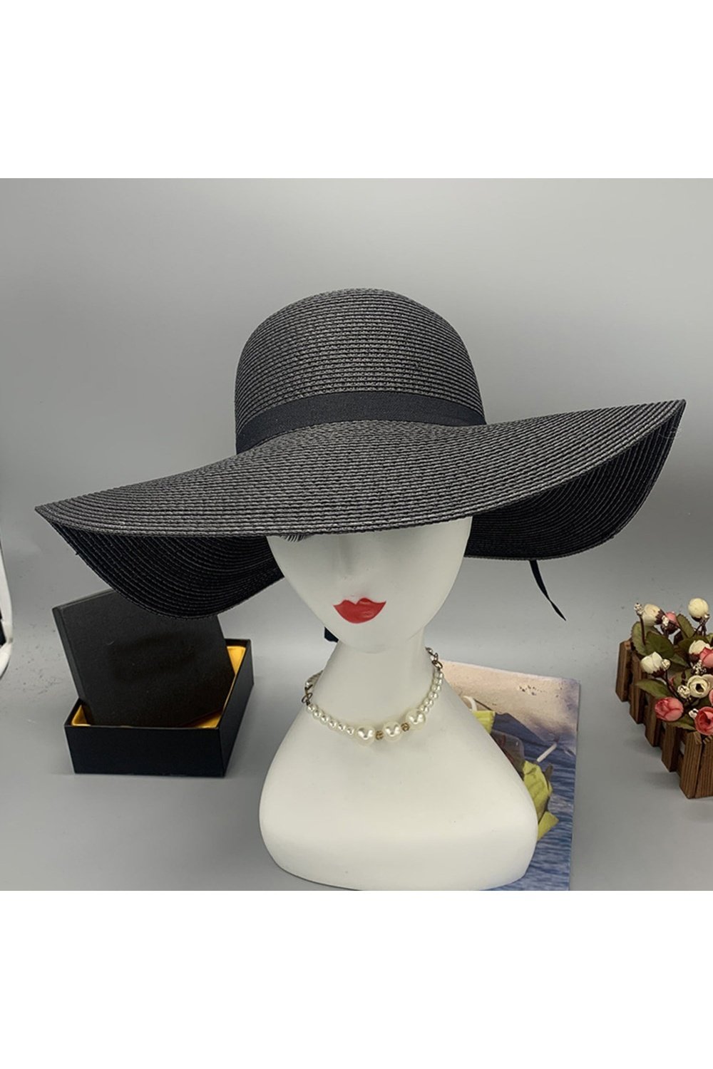 Bow Paper Braided Wide Brim Hat - Hats - FITGGINS