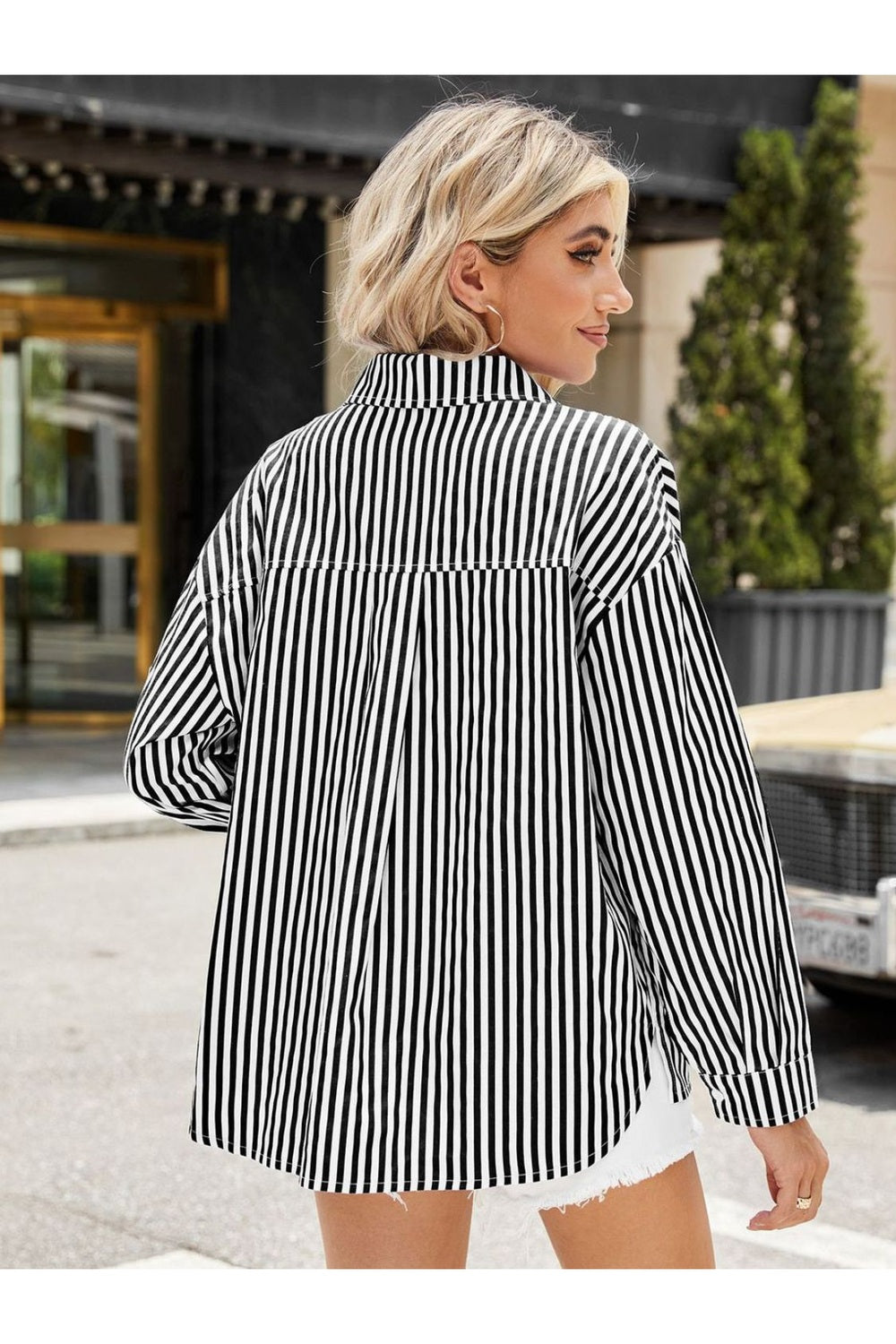 Striped Button Up Long Sleeve Shirt - Shirts - FITGGINS