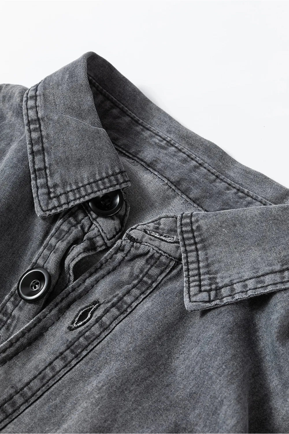 Button Up Long Sleeve Denim Jacket - Denim Jackets - FITGGINS