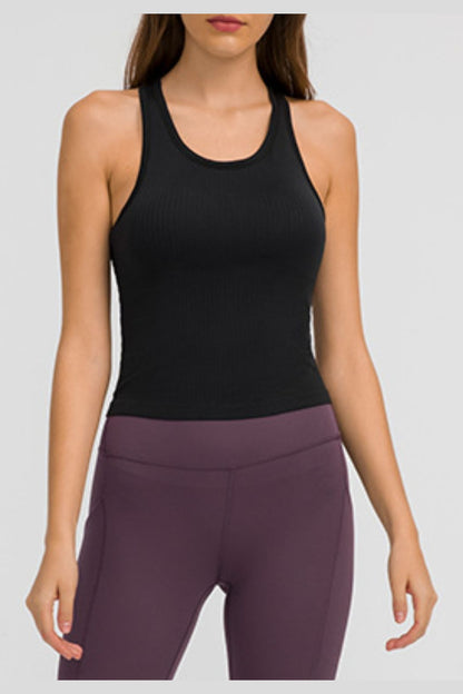 Millennia Round Neck Racerback Active Tank - Crop Tops & Tank Tops - FITGGINS