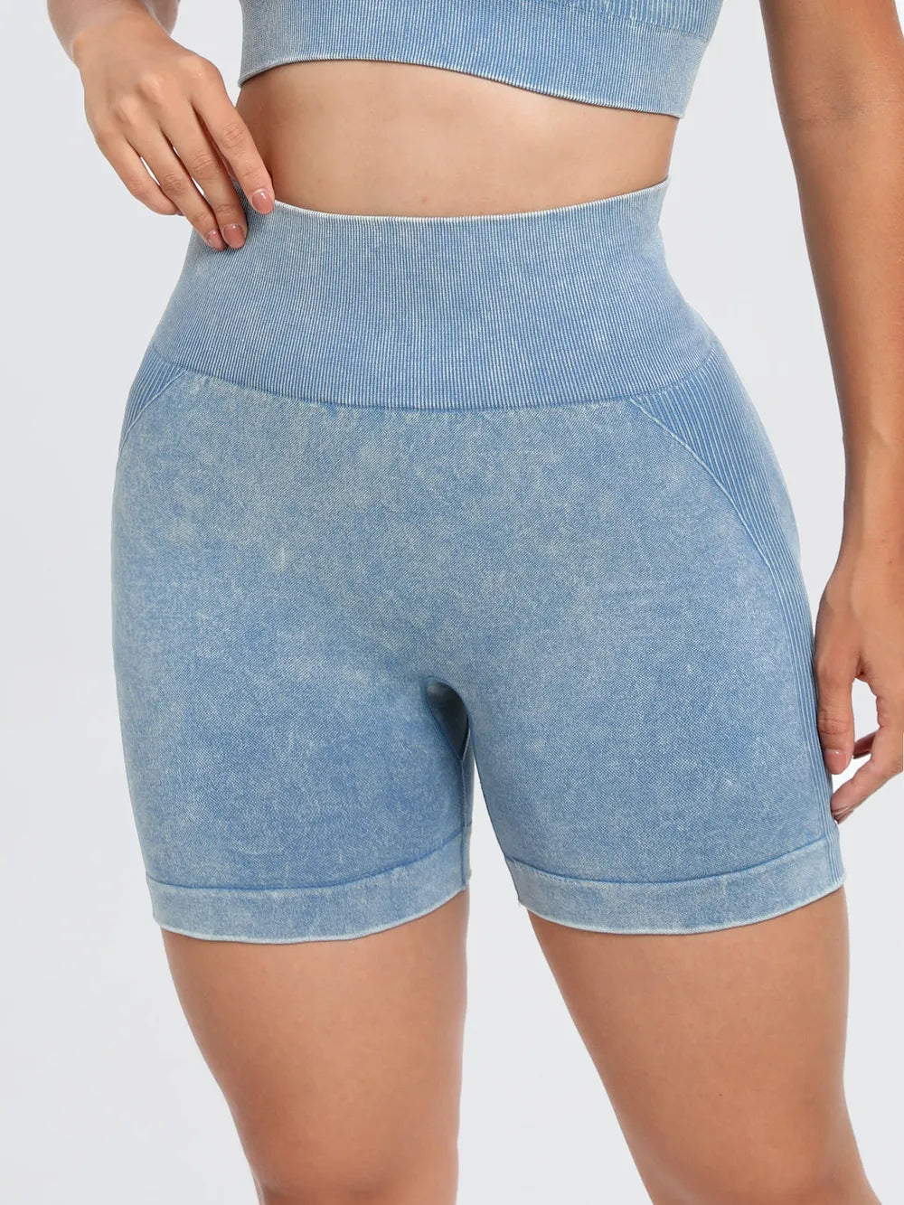 Washed High Waist Active Shorts Fitggins