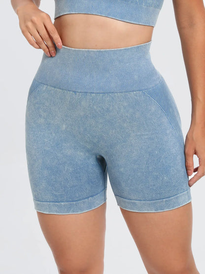 Washed High Waist Active Shorts Fitggins